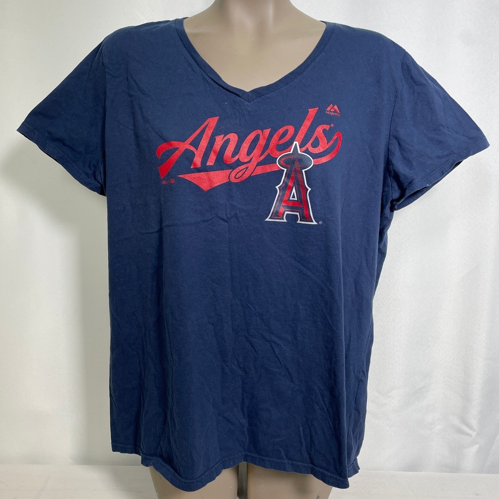 Los Angeles Angels MLB Baseball Majestic Navy Blue Ballpark T-Shirt Women's 2XL